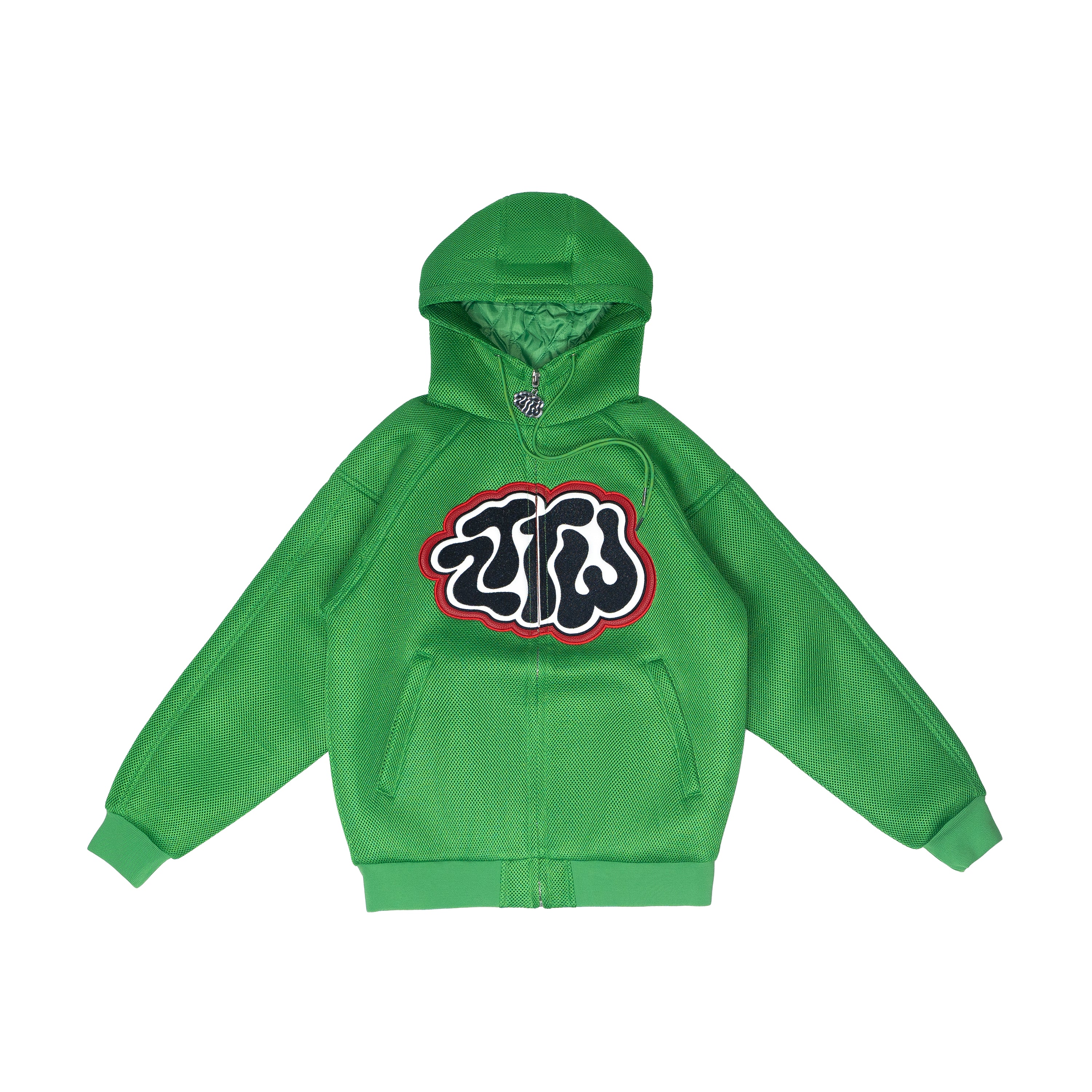 Green pigment zipper hoodie